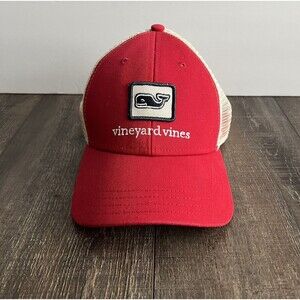Vineyard Vines Hat Baseball Cap Adult Whale Trucker Mesh Back Strap Back Red